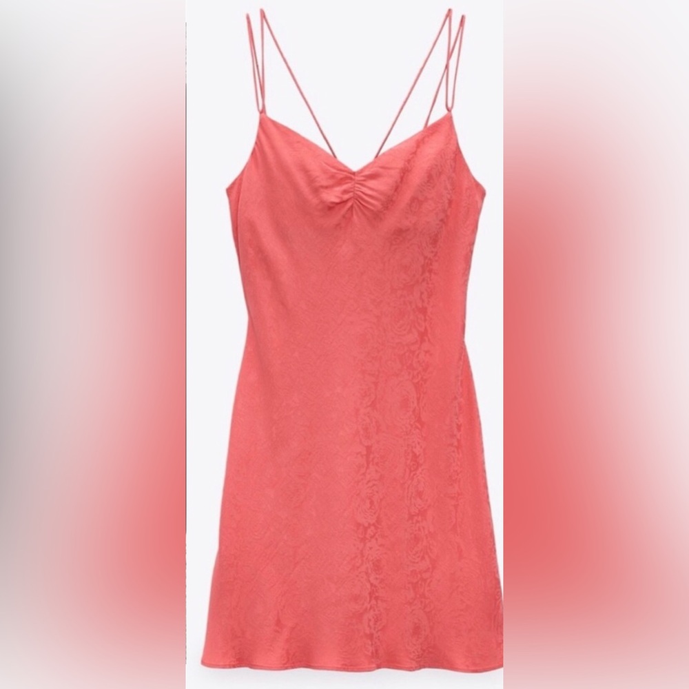 NWT Zara mini chemise dress.  Size S.   Coral pink.
